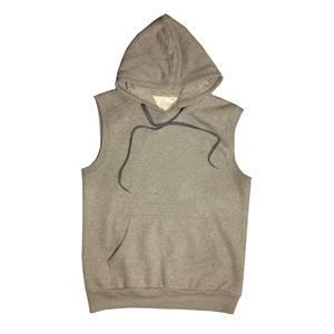 Men's <b>100</b>% Cotton Solid Slim Fit Sleeveless Pullover Hoodie Custom Logo Zipper Design Gym Wear for Autumn - Product Image 1