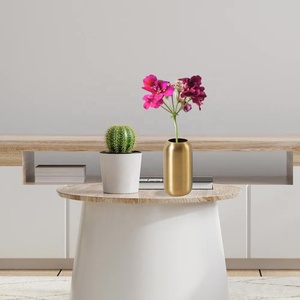 Macetas de cilindro decorativas de Metal para el hogar, hoteles y restaurantes, jarrón redondo cilíndrico, atractivo jarrón de brotes de Metal chapado en oro - Product Image 6