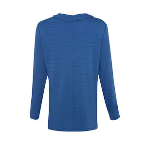 Blusa de Punto a Rayas con Cuello Bordado para Mujer, Ropa de Oficina - Product Image 3