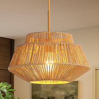 Lustre suspendu au plafond de qualité supérieure en aluminium et rotin, design moderne, hauteur réglable, décoratif pour