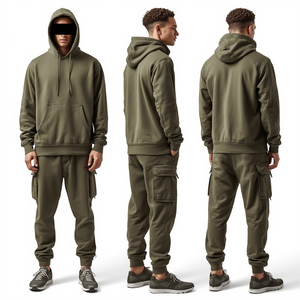 Ensemble de survêtement décontracté haut de gamme en coton épais, coupe oversize, avec sweat à capuche et pantalon de jogging, Fourniture d'usine, Vêtements OEM ODM - Product Image 4