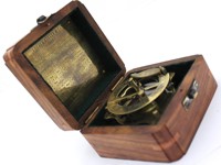 Boussole solaire en laiton massif de qualité supérieure, montre de poche avec aiguille de guidage, cadran, boîte en bois, style antique vintage, pour camping, randonnée, voyage et navigation