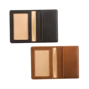 Étui à cartes de luxe en cuir véritable pour hommes d'affaires, noir/marron pour unisexe - Product Image 1