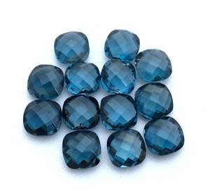 Briolette gemstone checkerboard ลอนดอนสีฟ้าบุษราคัมรูปร่างเบาะ6mm ถึง10mm ขนาด - Product Image 5