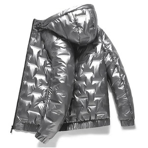 Parkas, abrigos impermeables acolchados brillantes para hombre, chaqueta acolchada con capucha para hombre, chaquetas acolchadas de lujo coreanas para hombre - Product Image 2