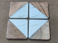 Sous-verres modernes et durables en marbre poli et bois, personnalisables, élégants, pour boissons, café, thé, décoration de table de bar, promotionnels pour mariage AZ