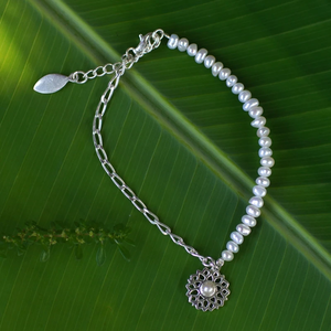 สร้อยข้อมือจี้สายสร้อยไข่มุกเลี้ยงลายดอกไม้925เครื่องประดับแฟชั่นเงินสเตอร์ลิงสำหรับผู้หญิง - Product Image 3