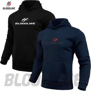 BLOODLINE <b>Pink</b> Unisex Hooded <b>Sweatshirt</b> Front Logo Anti-Wrinkle Quick Dry Breathable 100% Cotton Fleece Regular Fit Hip Hop - Product Image 3