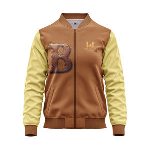 Diseño personalizado Unisex Baseball Varsity Bomber Cuello redondo Cremallera suelta Patchwork Front High Street Chaqueta de primavera bordada - Product Image 2