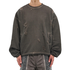 OEM Personnalisé Sweatshirts Lourds Distressed Sweatshirt de Bonne Qualité à Col Ras du Cou Surdimensionné pour Hommes Fabriqué au Pakistan - Product Image 1