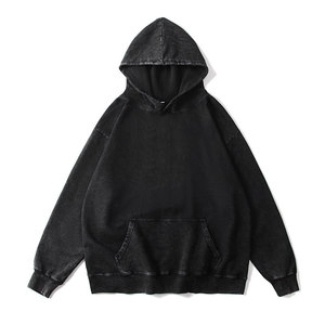 Logo personnalisé Street Hip-Hop 350gsm 100% coton éponge française poids lourd pull uni Vintage lavage à l'acide en détresse respirant - Product Image 3