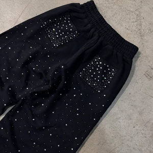 Pantalon personnalisé pour hommes Pantalon de survêtement avec décoloration au soleil Pantalon de survêtement Sérigraphie Vintage Lavage à l'acide Pantalon de survêtement évasé en strass pour hommes - Product Image 5