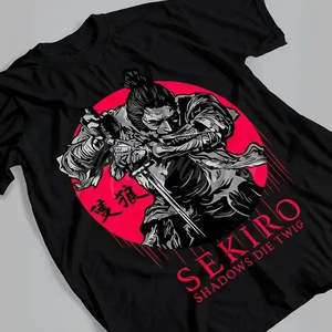 เสื้อยืดฟิตเนสผ้าเจอร์ซีย์พิมพ์ลาย Sekiro Shadows Die Twice ผ้าฝ้าย 100% ดีไซน์พิมพ์ลายแบบอัดแน่น หมายเลขรุ่นพิมพ์บนเสื้อยืด - Product Image 5