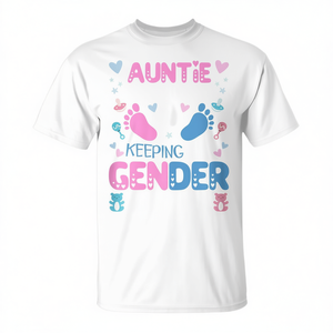 Maglietta 'Auntie Gender Keeper' Divertente e Giocosa che Rivelare il Ruolo dell'Zia nella Cerimonia di Rivelazione del Sesso - Prodotto Promozionale - Product Image 2