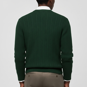 Alta calidad al por mayor precio asequible cuello redondo de punto suéteres de los hombres Logotipo de punto personalizado Color sólido ropa Casual sudadera - Product Image 5