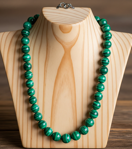 Collier de verrouillage noué à la main en argent 925 de 18 pouces pour femmes perles de pierre de malachite Design géométrique guérison naturelle mode à la mode - Product Image 6