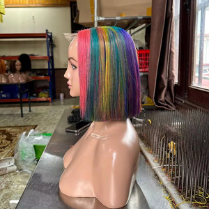 Top Mix couleur haute qualité cheveux humains vietnamiens 8 pouces perruque courte os Styles droits pour les femmes noires - Product Image 2