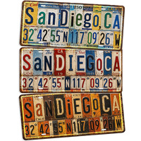 Letrero Metálico Vintage de San Diego, EE. UU., Estilo Rústico Retro, Decoración de Pared para Tienda de Playa o Garaje