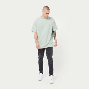 Camiseta de algodón 100% para hombre, ropa de manga corta, cuello acanalado, color verde, clásica, de gran tamaño - Product Image 6