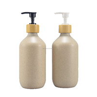 Bouteille de pompe à lotion en bois recyclé écologique à base de bio-matériaux de 500 ml pour shampooing, gel douche, lotion corporelle, emballage cosmétique