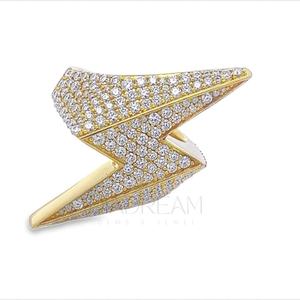 Lightning Bolt Iced Totalmente tachonado Moissanite 925 Plata de ley Corte brillante Anillo fino Fiesta de bodas Hip Hop Bling Diamond - Product Image 4