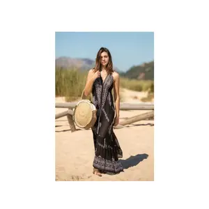 Casual Bohemia Traje de baño Boho Casual Impreso Maxi Étnico Kaftan Vestido largo India Vestido de playa