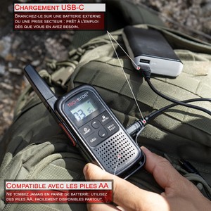 Radio de seguridad para portero con auriculares, PMR446 sin licencia 16 canales, recargable con pilas AA de 1800mAh, VOX - Product Image 5