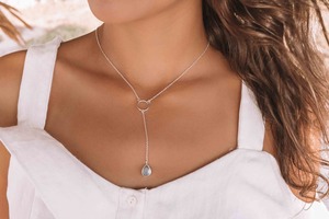 Collier Y en argent sterling 925 fait main avec pierres naturelles (labradorite, pierre de lune, quartz rose) – Bijou de déclaration pour occasions spéciales - Product Image 3