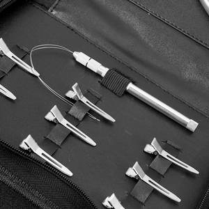 Kit d'outils professionnel pour extensions de cheveux noirs avec pinces à micro-perles, aiguilles à boucle, crochet à crocheter, étui à fermeture éclair - Product Image 3