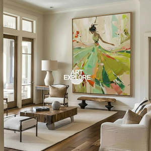 Cuadro de Retrato Pintado a Mano sobre Lienzo, Estilo Contemporáneo, Enmarcado en Madera, Decoración de Interiores - Product Image 2