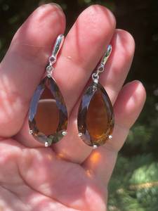 ต่างหูแบบห้อยทรงหยดน้ำสี50CT ทำจากควอตซ์สีเงิน/สีใหญ่ธรรมชาติ925เป็นของขวัญสำหรับเธอ - Product Image 2