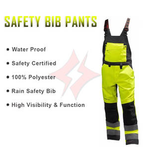 Bib Pant Workwear Safety <b>Clothing</b> ANSI Class 1 <b>Waterproof</b> High-Visibility Fluorescent Custom Logo for Durable Heavy-Duty Use - Product Image 3