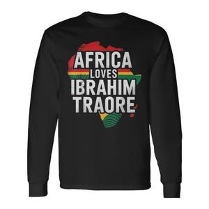 Maglietta a Maniche Lunghe Africa Loves Traore Burkina Faso, Abbigliamento Promozionale Ibrahim Traor - Product Image 1