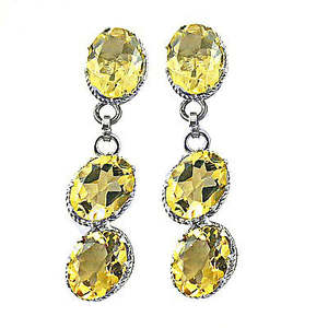 Boucles d'oreilles pendantes en citrine pour femmes, argent 925, perle d'eau douce, plaqué or 18 carats - Product Image 2