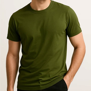 Camiseta de Cuello Redondo Lisa de Algodón y Poliéster de 180 GSM para Hombre, Corte Regular, al por Mayor - Product Image 6