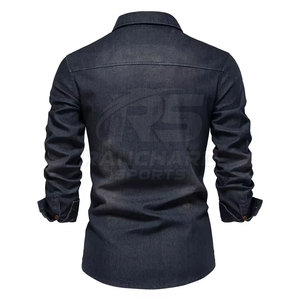 Men Button <b>Up</b> <b>Jeans</b> Shirt Classic Casual Look Shirt Men Vintage Style <b>Jeans</b> Shirt Long Sleeve Work Shirt - Product Image 2