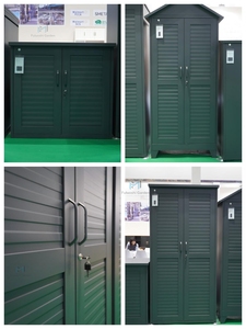 Abri de jardin <span class=keywords><strong>extérieur</strong></span> pour outils avec structure métallique, <span class=keywords><strong>étagère</strong></span>s réglables et rangement étanche, idéal pour la cour et la terrasse, couleur grise - Product Image 2