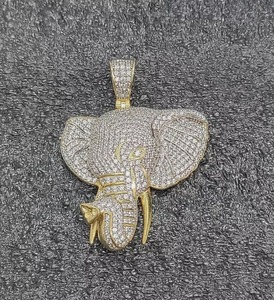 10K 14K amarillo oro blanco Hip Hop corte redondo Moissanite diamante elefante colgante colgantes finos y dijes para hombres y mujeres - Product Image 5