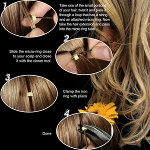 Chuangdi 600 Silicone Lined Micro Ring Beads Hair Extension Tool Kit 1 Plier <strong>2</strong> Hook Needle Pulling <strong>Loop</strong> 10 <strong>Curved</strong> Hair Needles 4 - Product Image 6