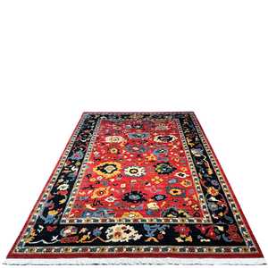 Tapis en coton ethnique bohème de haute qualité grand motif afghan traditionnel bordeaux rouge vert tapis lavable pour salon - Product Image 5