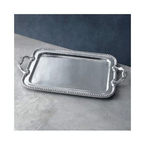 Plateau de service exclusif de couleur argentée en forme de rectangle de qualité Plateau de meilleure vente de conception simple pour la vaisselle - Product Image 1