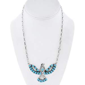 Auténtico collar con colgante de águila Navajo, joyería occidental de plata esterlina y turquesa - Product Image 2