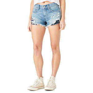 Lucky Brand Shorts in denim da donna a vita alta, strappati, con orlo tagliato, blu, taglie forti, vintage, taglio dritto, con strass, effetto distressed, sexy, taglia 30 - Product Image 1