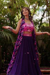 Belle collection Lehenga la plus tendance avec un volant en filet lourd - Product Image 4