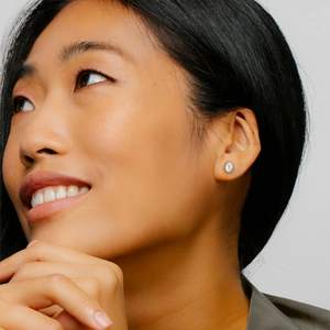 ต่างหูเพชรโมอิส1Ct สีเงิน925รูปวงรีสีขาวกุหลาบฝังเพชรเครื่องประดับสำหรับงานแต่งงานโรแมนติก - Product Image 3