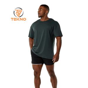 Venta al por mayor 220gsm peso pesado de los hombres de gran tamaño de cuello redondo hombro caído camiseta logotipo personalizado Boxy Top en blanco con longitud larga - Product Image 1