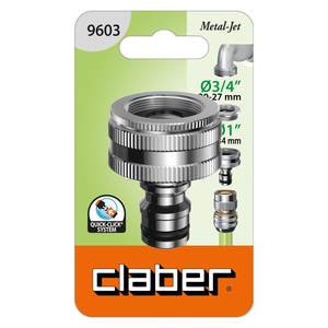Claber <b>Quick</b> Coupling Metal Jet 9603 Irrigation Tap <b>Connector</b> (1"- 3/4"F) for Garden Water for Outdoor Use - Product Image 2