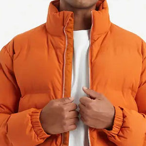 Veste d'hiver pour homme coupe-vent et imperméable, couleur unie, rembourrage en coton matelassé, col montant, veste matelassée en polaire - Product Image 6