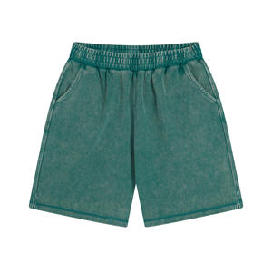 Custom LOGO Distressed Embroidery Cotton <b>Sweat</b> <b>Shorts</b> Sun Faded <b>Shorts</b> Cut Edge Acid Wash <b>Shorts</b> <b>Men</b> - Product Image 3