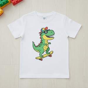 Camiseta de Manga Corta con Cuello Redondo y Estampado Animal para Niños, Mezcla de Poliéster/Algodón - Product Image 5